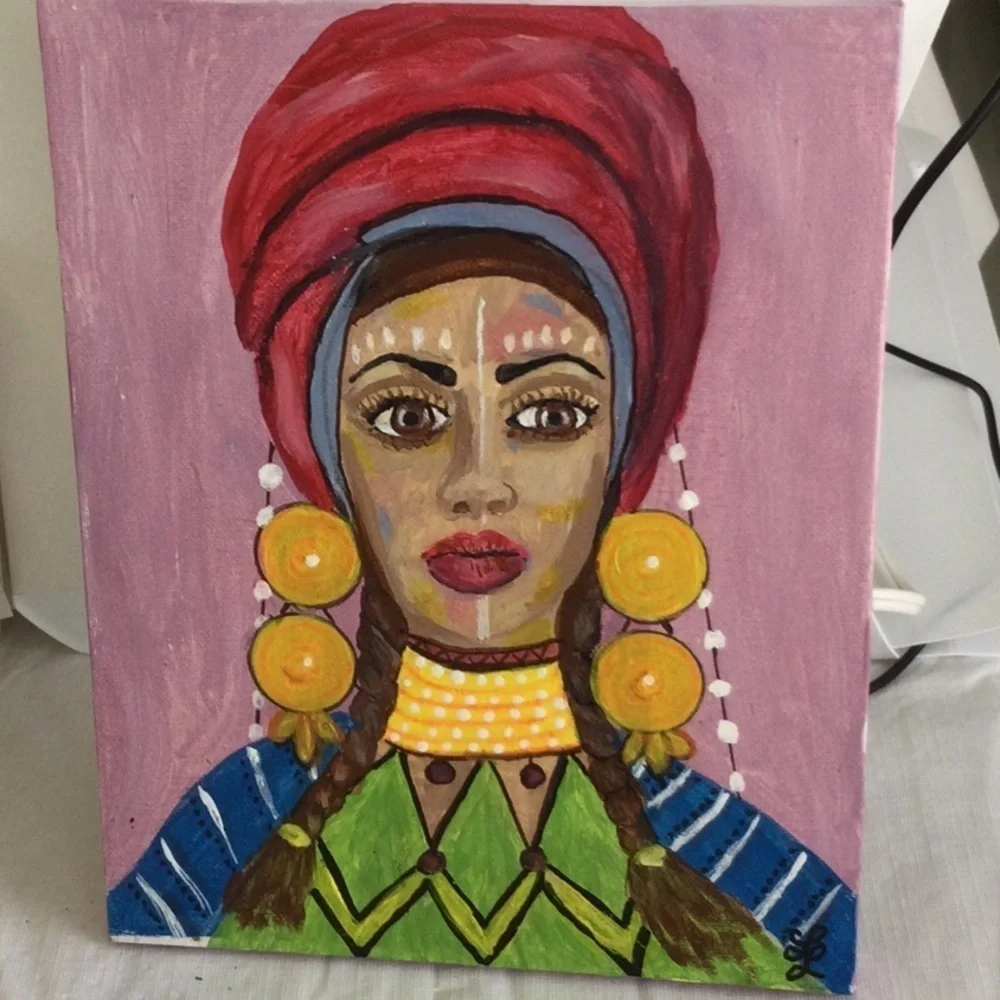 Vibrant Acrylic Portrait Canvas Art